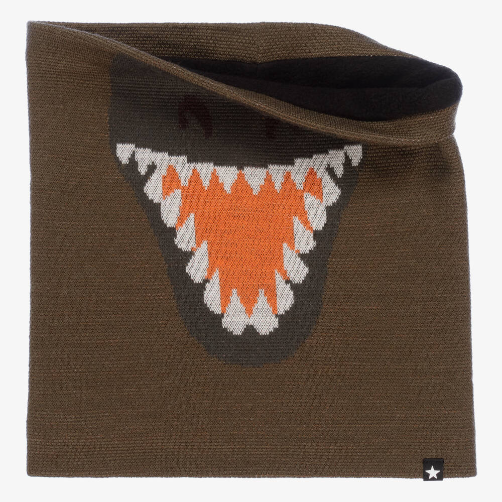 Molo-Boys Green Wool Dinosaur Hat & Snood Set | Childrensalon Outlet