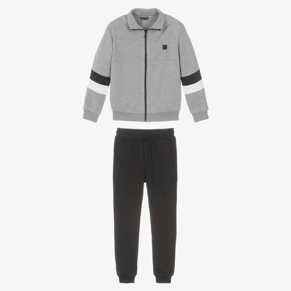 Mayoral Nukutavake-Boys Grey & Black Tracksuit with Stripes | Childrensalon Outlet