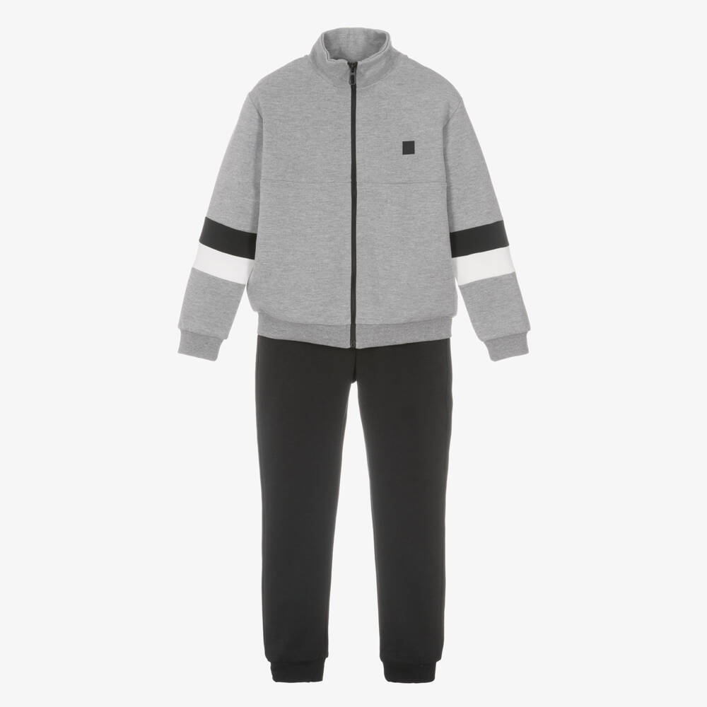 Mayoral Nukutavake-Boys Grey & Black Tracksuit with Stripes | Childrensalon Outlet