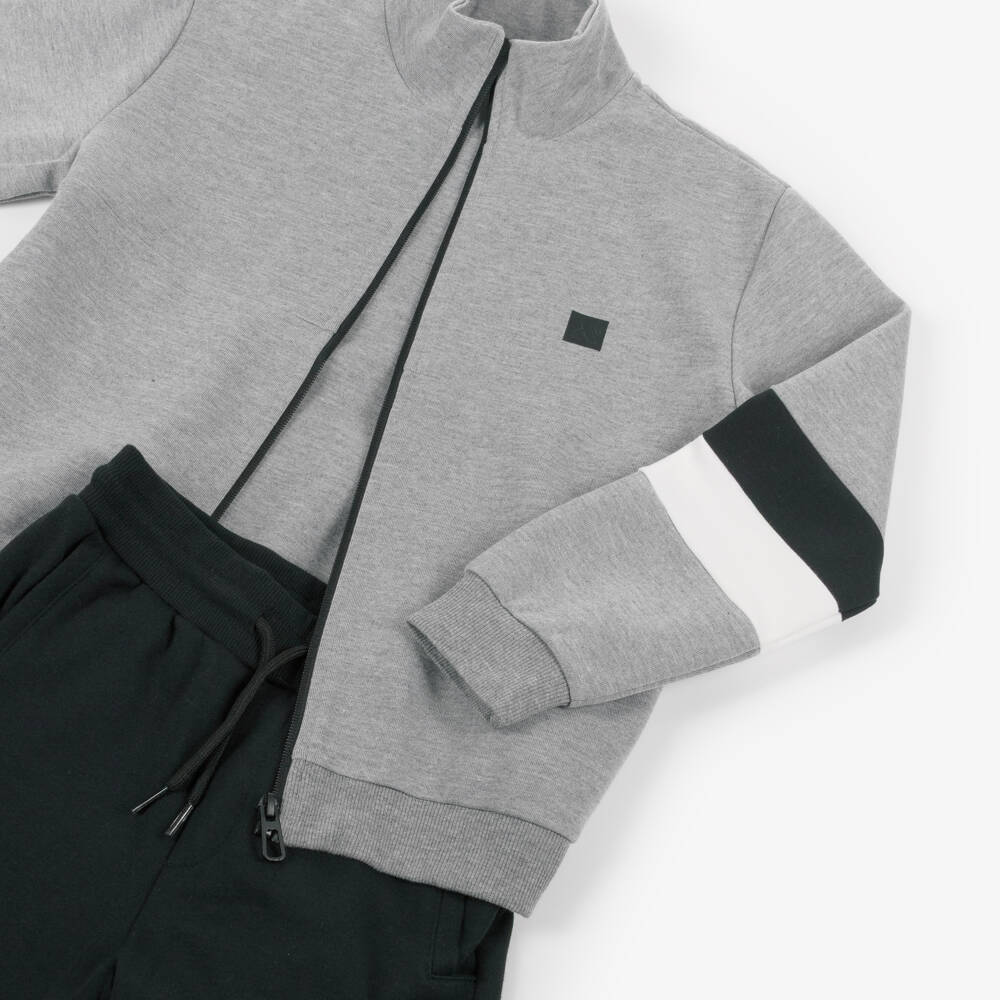 Mayoral Nukutavake-Boys Grey & Black Tracksuit with Stripes | Childrensalon Outlet