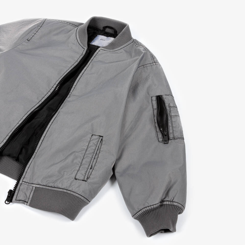 iDO-Boys Grey Bomber Jacket | Childrensalon Outlet