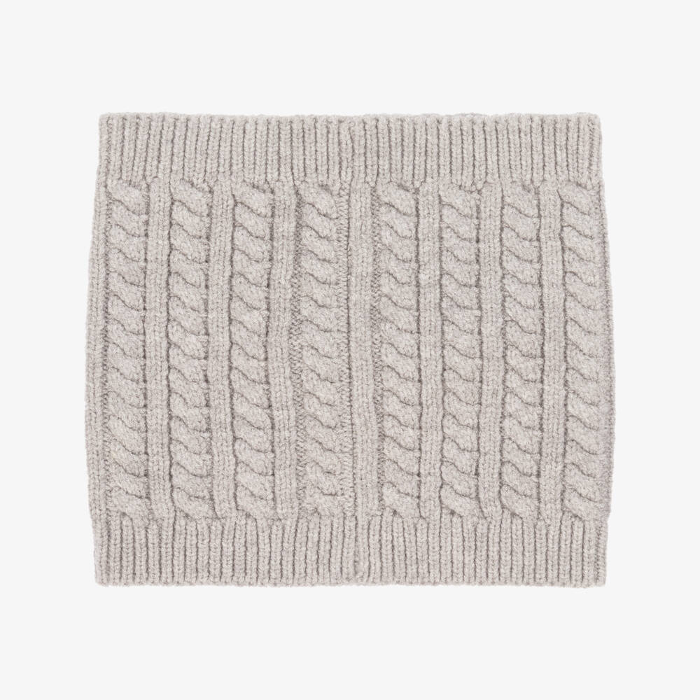 BOSS-Boys Grey Cable Knit Snood | Childrensalon Outlet