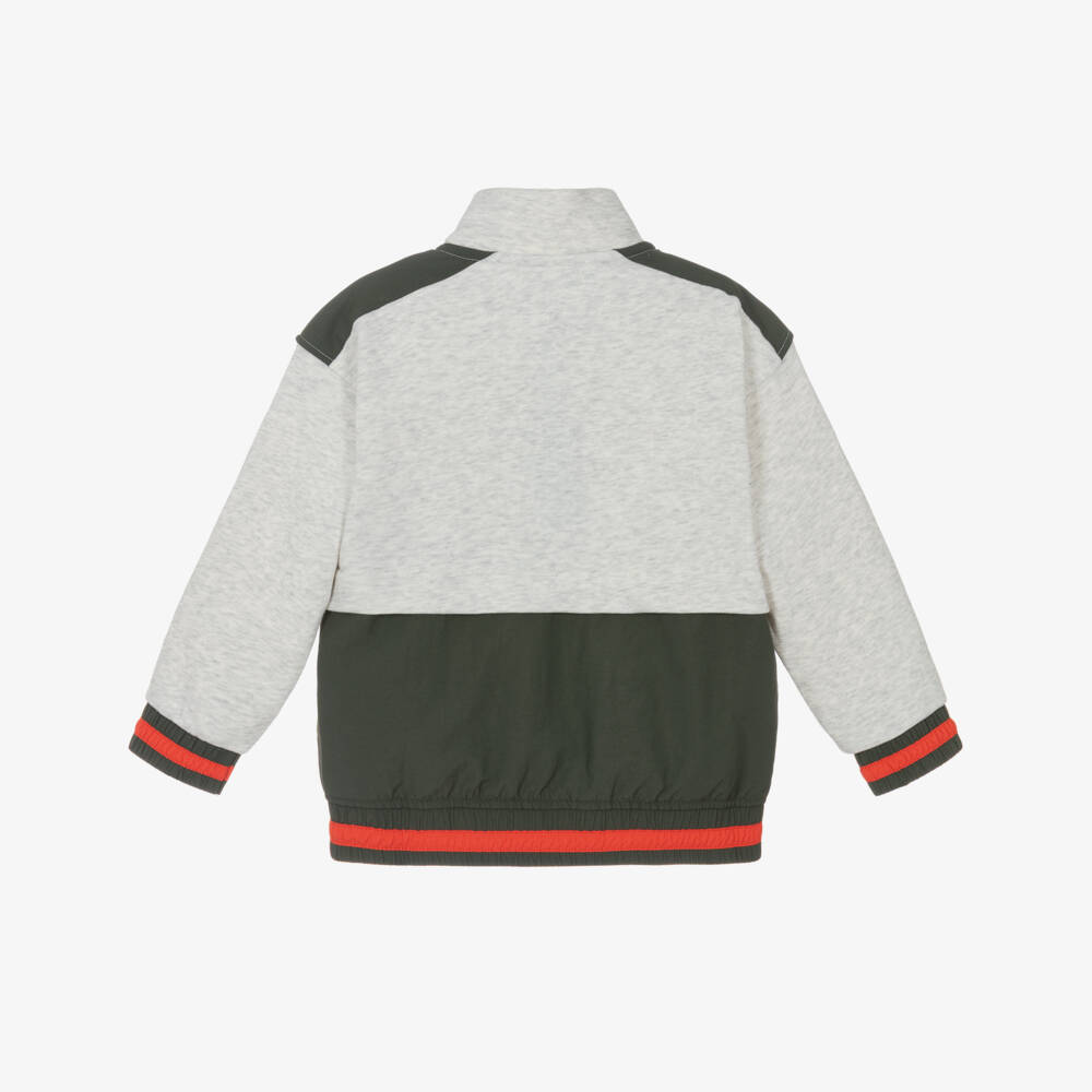 Tommy Hilfiger-Boys Grey Colourblock Quarter-Zip Sweatshirt | Childrensalon Outlet