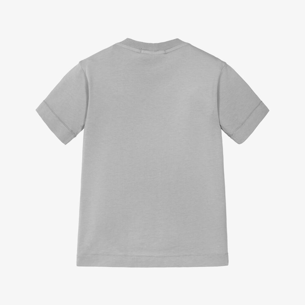 Stone Island Junior-Boys Grey Cotton Compass Patch T-Shirt | Childrensalon Outlet