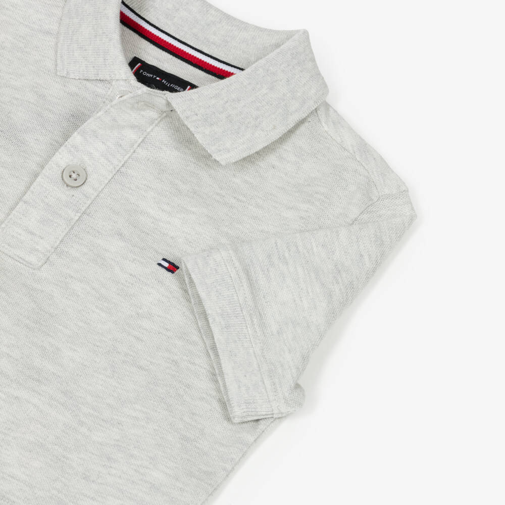 Tommy Hilfiger-Рубашка поло серого цвета из хлопка с логотипом для мальчиков | Childrensalon Outlet