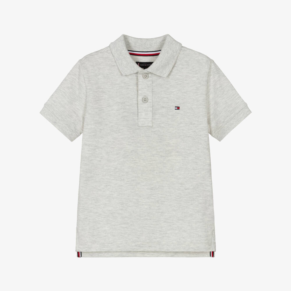 Tommy Hilfiger-Рубашка поло серого цвета из хлопка с логотипом для мальчиков | Childrensalon Outlet