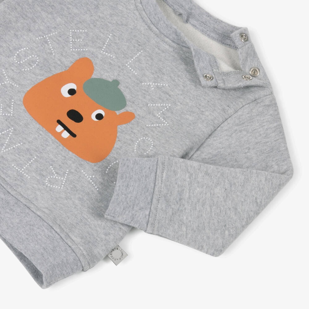 Stella McCartney Kids-Boys Grey Cotton Squirrel Sweatshirt | Childrensalon Outlet