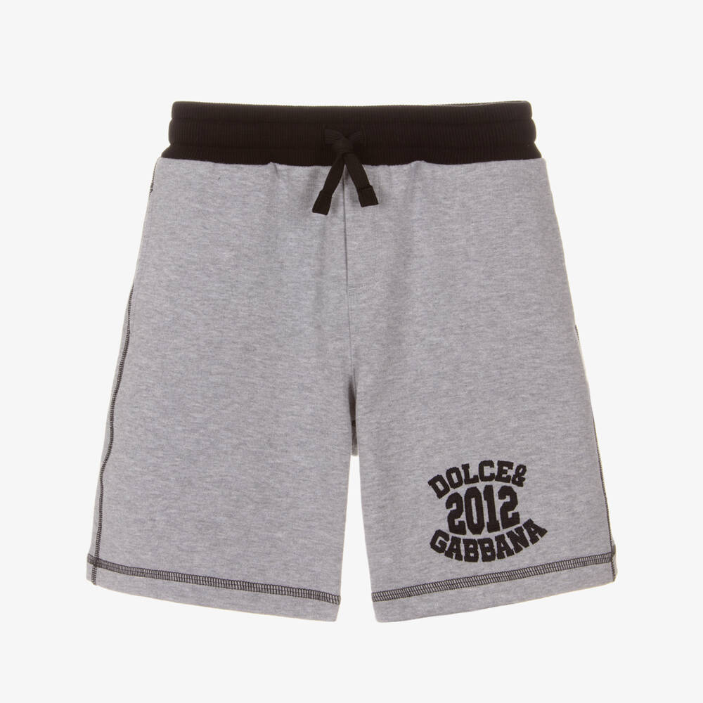 Dolce & Gabbana-Boys Grey Cotton Varsity Logo Shorts | Childrensalon Outlet