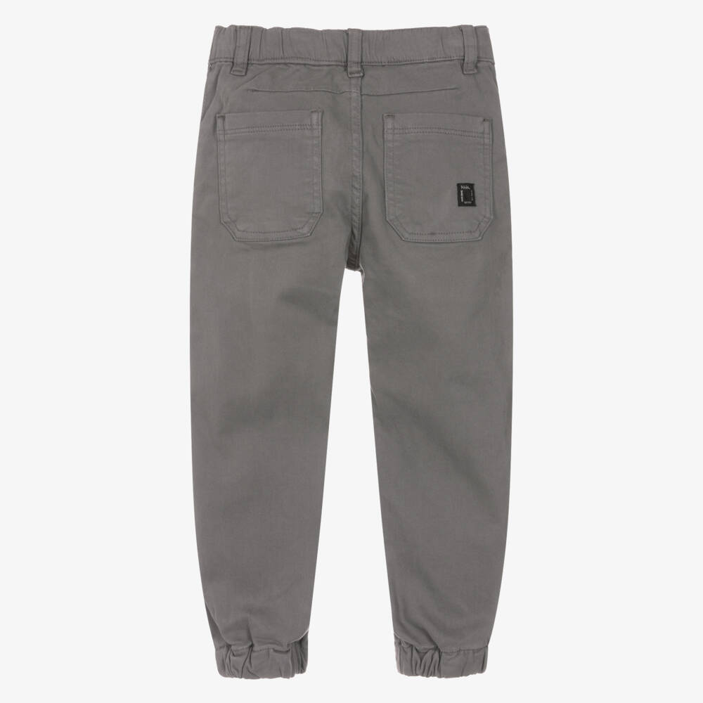 Mayoral-Boys Grey Cuffed Skater Fit Cotton Trousers | Childrensalon Outlet
