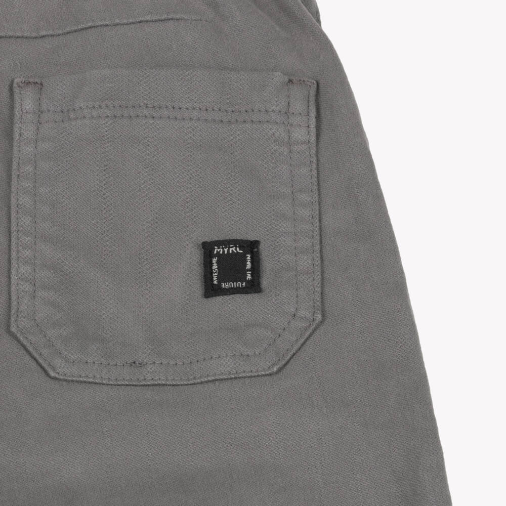 Mayoral-Boys Grey Cuffed Skater Fit Cotton Trousers | Childrensalon Outlet