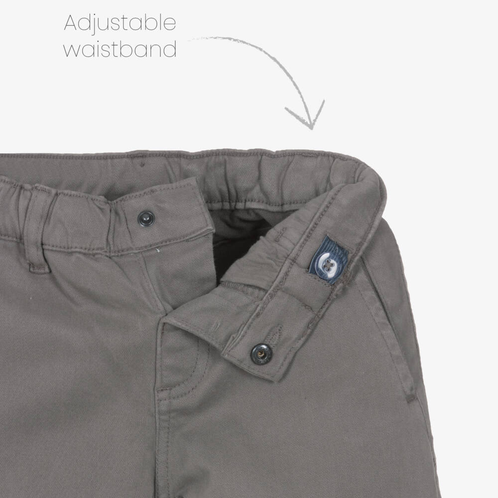 Mayoral-Boys Grey Cuffed Skater Fit Cotton Trousers | Childrensalon Outlet