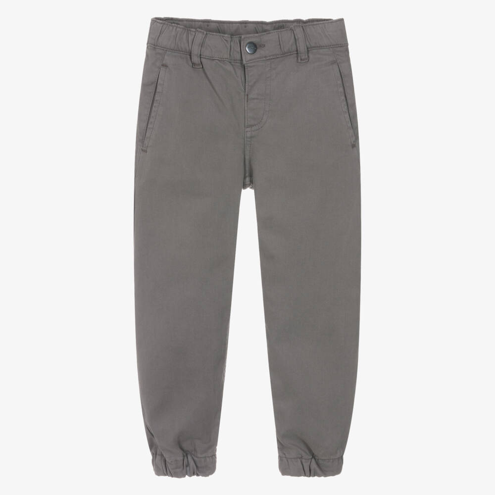 Mayoral-Boys Grey Cuffed Skater Fit Cotton Trousers | Childrensalon Outlet