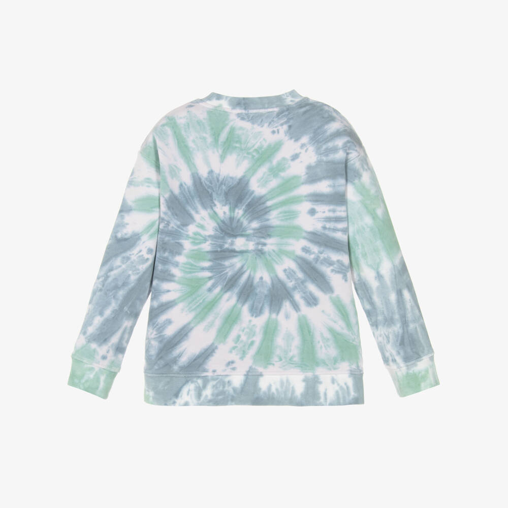 Stella McCartney Kids-Boys Grey & Green Tie-Dye Cotton Sun & Earth Sweatshirt | Childrensalon Outlet