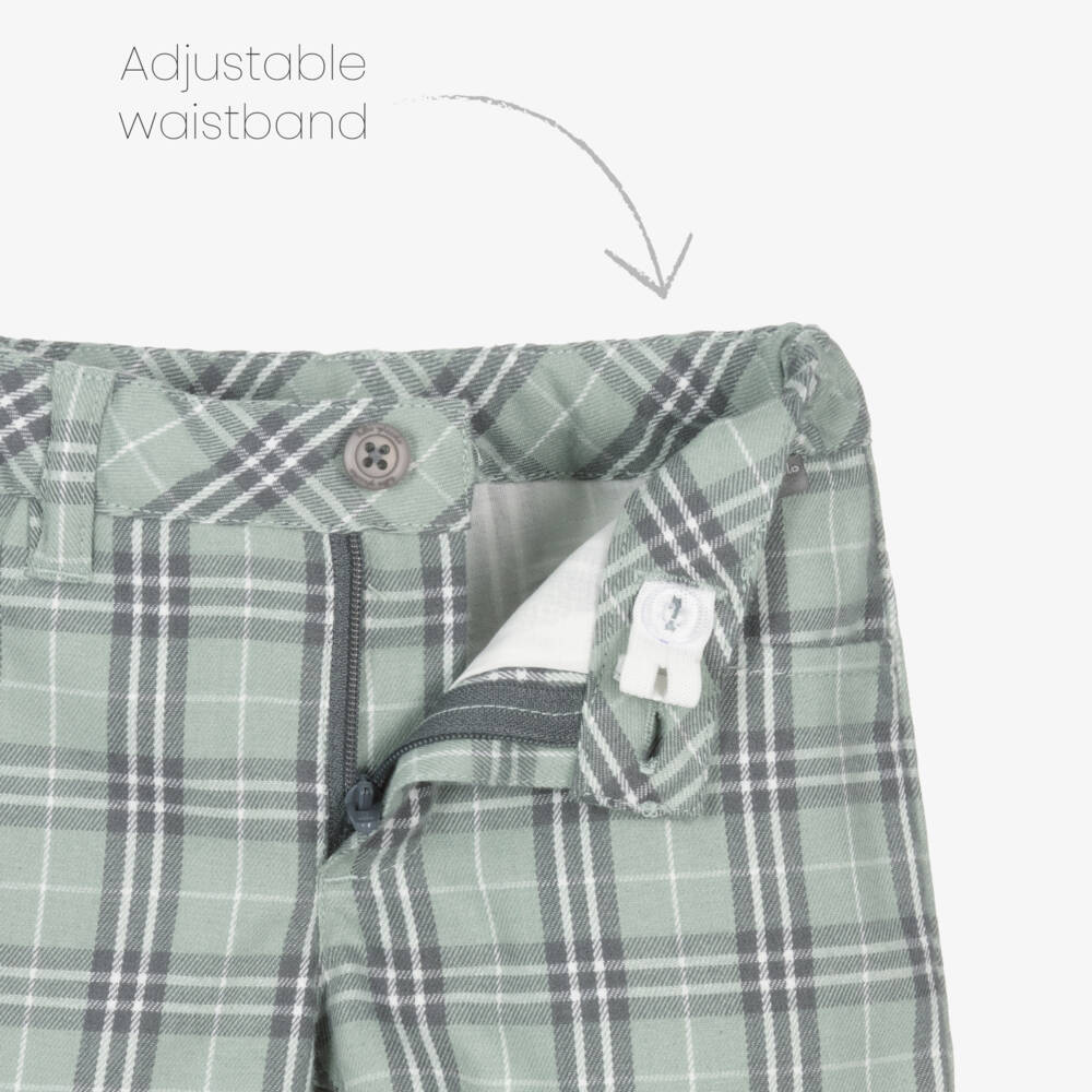 Tutto Piccolo-Boys Grey Jumper & Green Check Shorts Set | Childrensalon Outlet