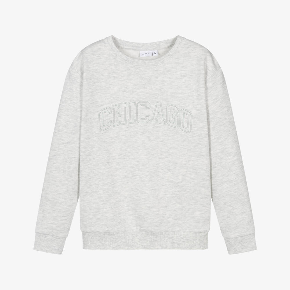 NAME IT-Серый хлопковый свитшот с логотипом для мальчиков | Childrensalon Outlet