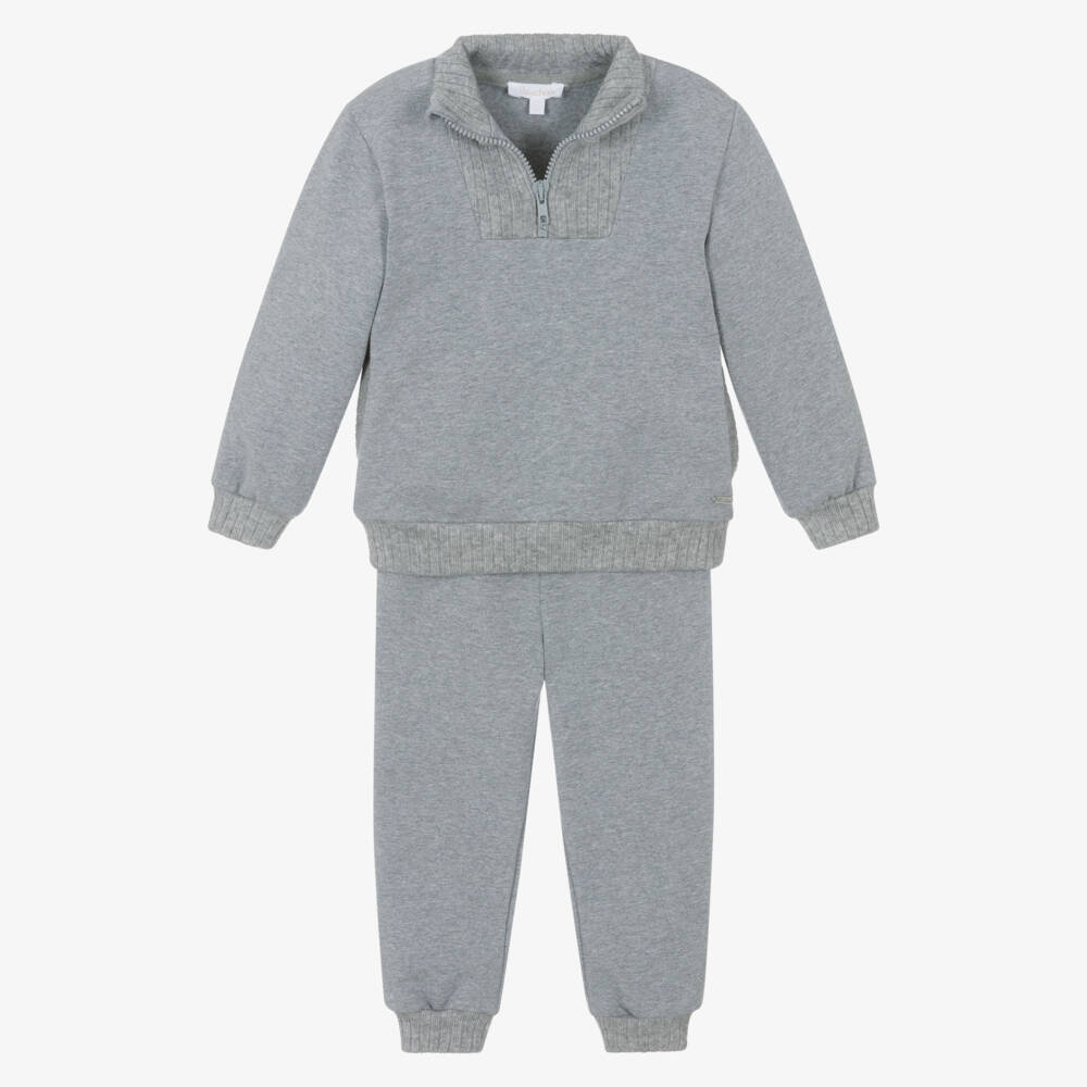 Patachou-Серый хлопковый спортивный костюм на молнии для мальчиков | Childrensalon Outlet