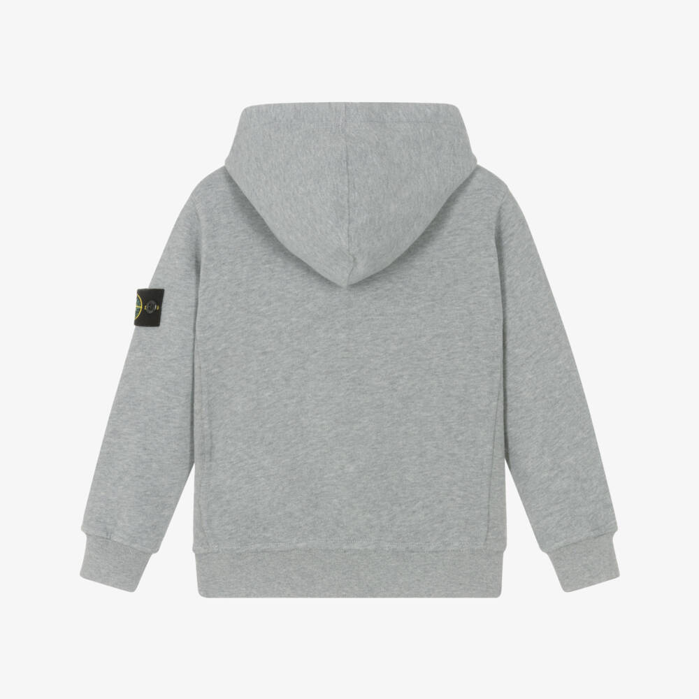 Stone Island Junior-Boys Grey Marl Cotton Hoodie with Logo Badge | Childrensalon Outlet