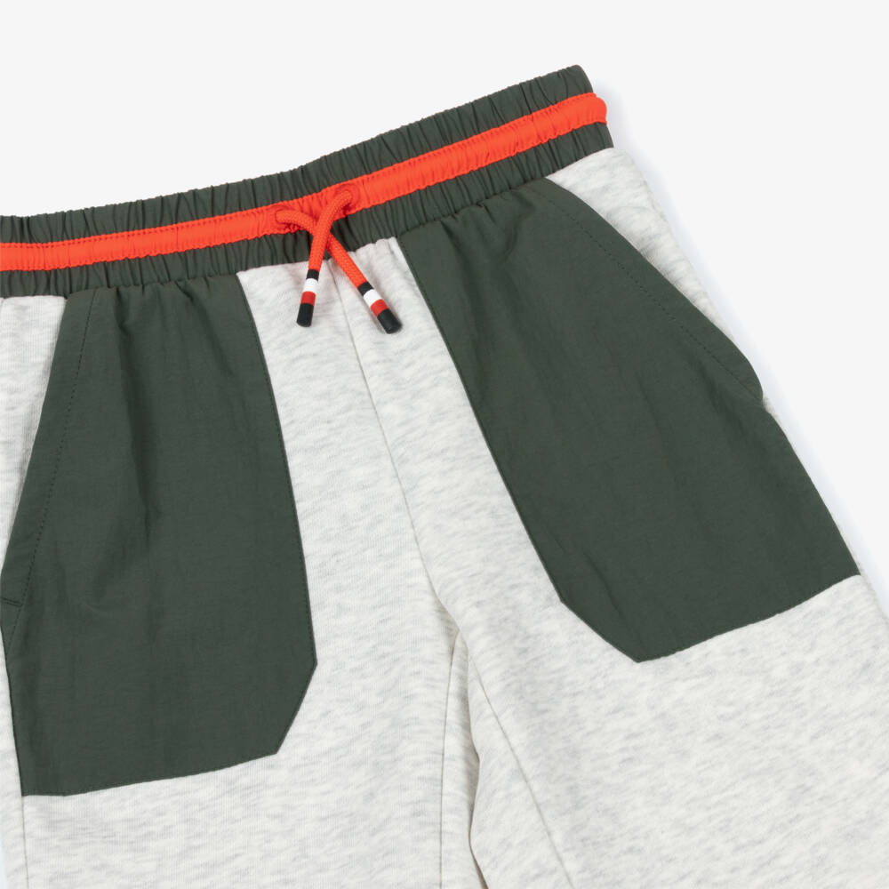 Tommy Hilfiger-Boys Grey Marl Cotton Jersey Joggers with Striped Trims | Childrensalon Outlet