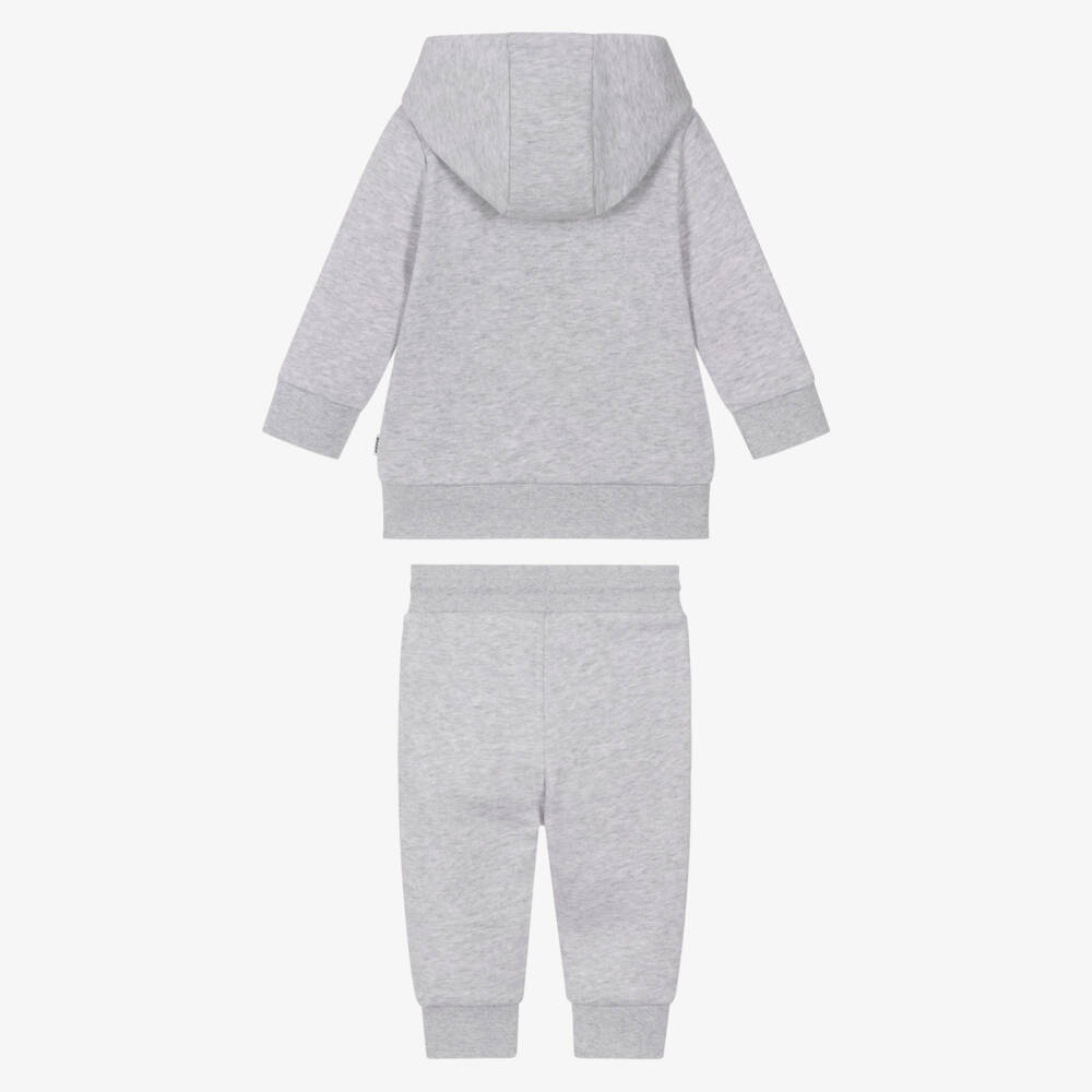 BOSS-Boys Grey Marl Cotton Tracksuit with Double B Monogram Logo | Childrensalon Outlet