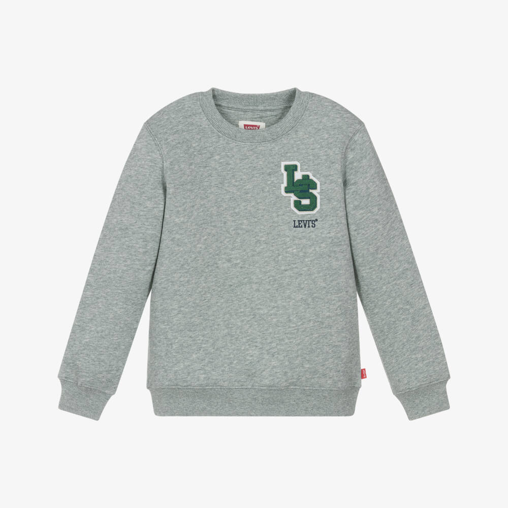Levi's-Boys Grey Marl Logo Appliqué Sweatshirt | Childrensalon Outlet
