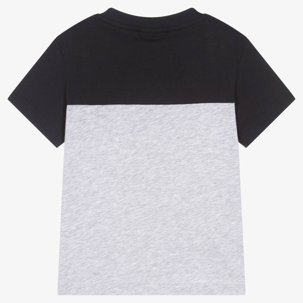 Lacoste-Boys Grey & Navy Blue Cotton T-Shirt | Childrensalon Outlet