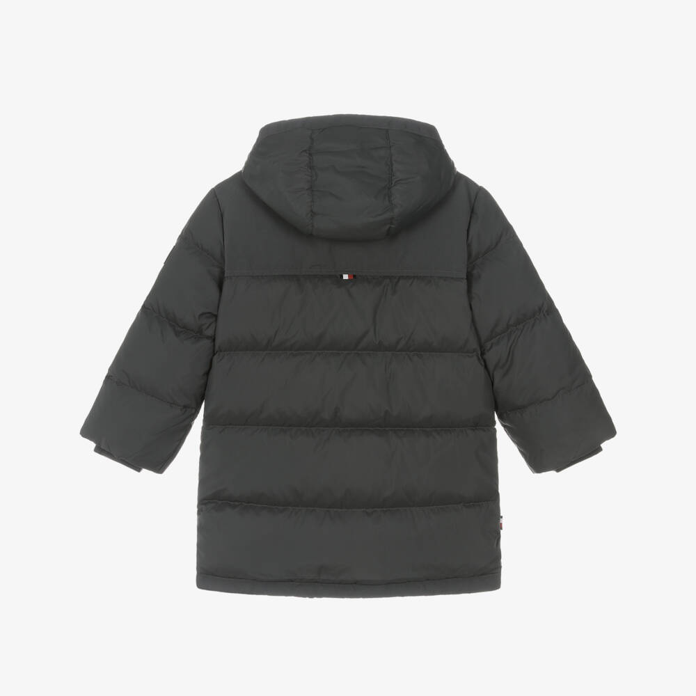 Tommy Hilfiger-Boys Grey Puffer Coat with Embroidered Flag Logo | Childrensalon Outlet