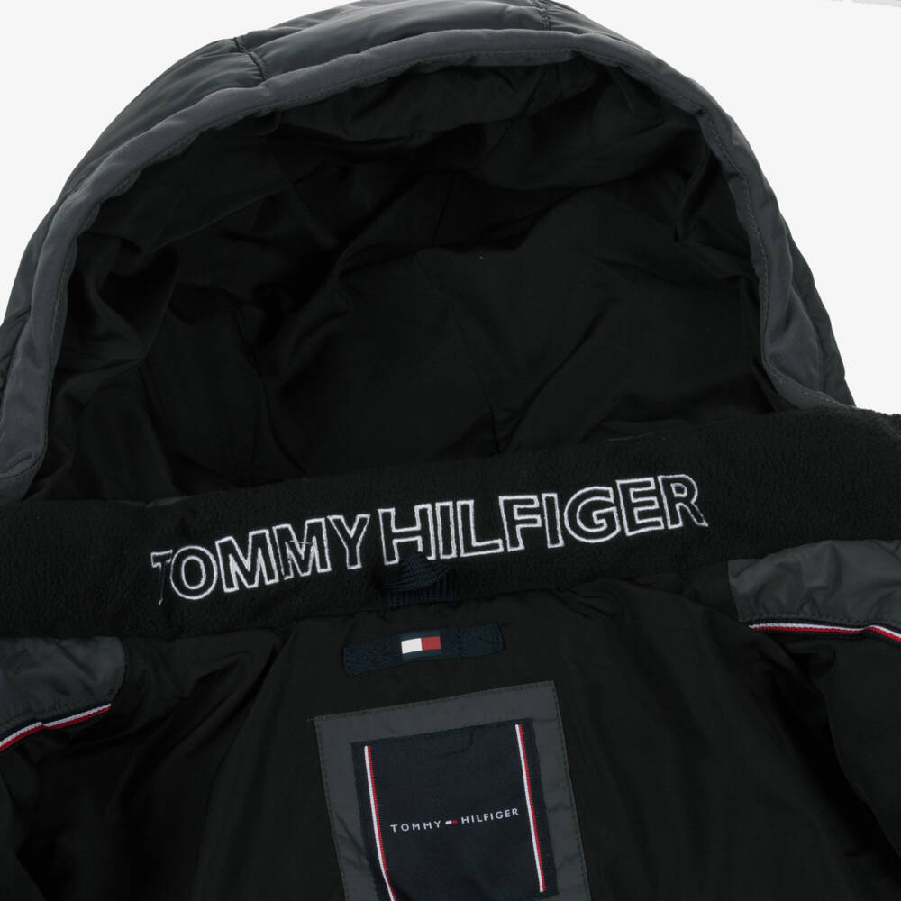 Tommy Hilfiger-Boys Grey Puffer Coat with Embroidered Flag Logo | Childrensalon Outlet