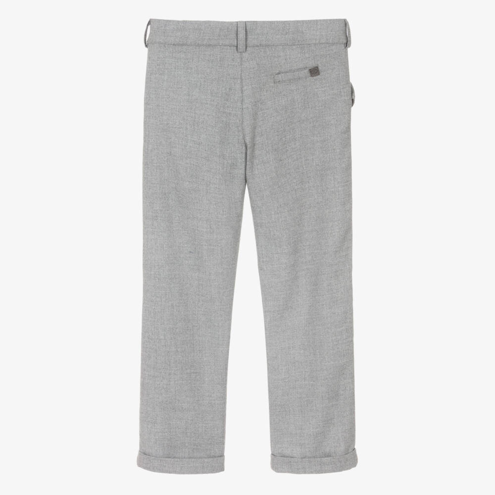 Tartine et Chocolat-Boys Grey Smart Flannel Trousers | Childrensalon Outlet