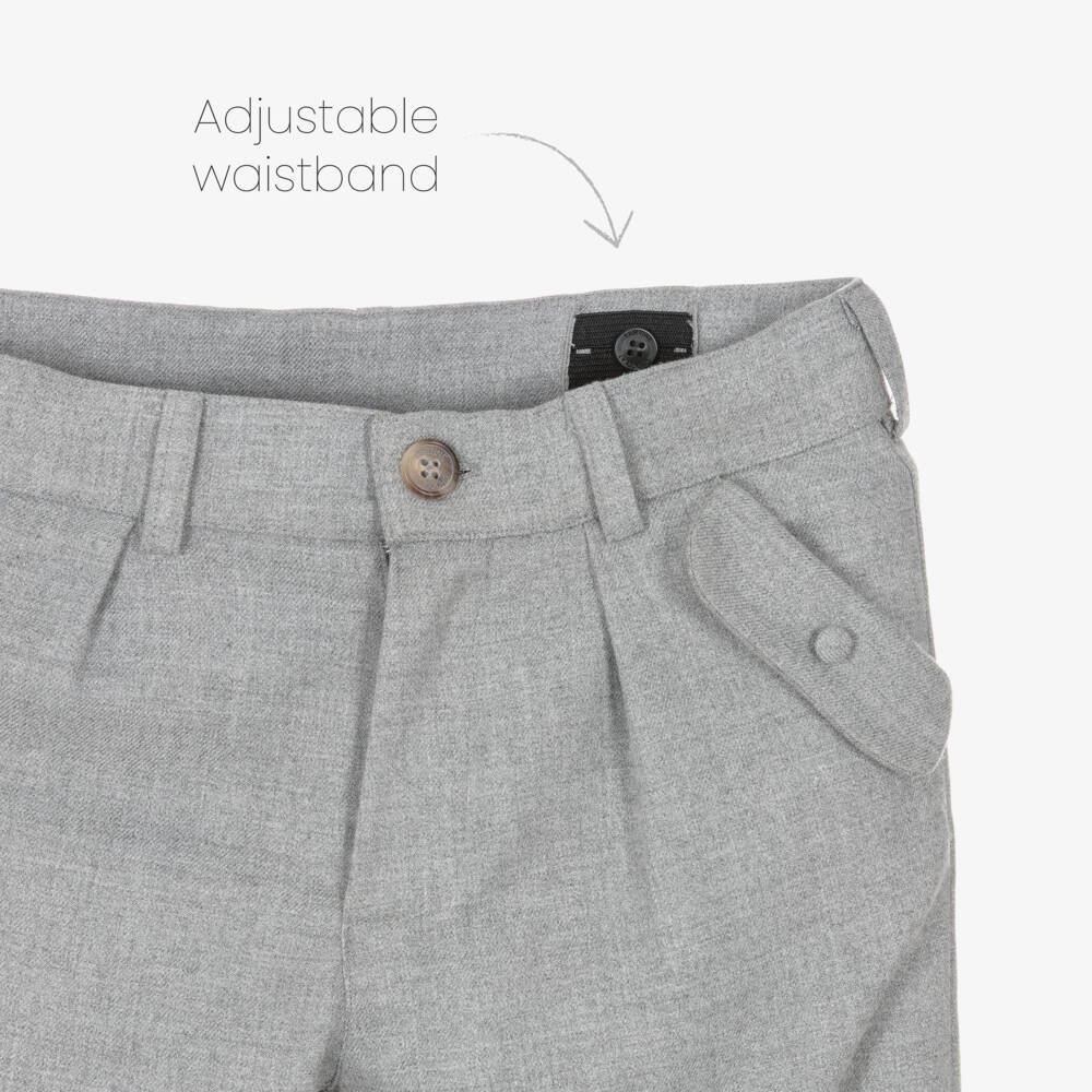 Tartine et Chocolat-Boys Grey Smart Flannel Trousers | Childrensalon Outlet