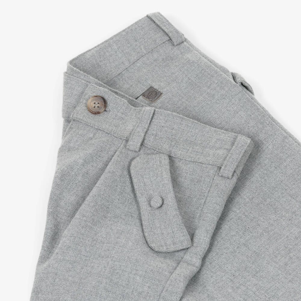 Tartine et Chocolat-Boys Grey Smart Flannel Trousers | Childrensalon Outlet
