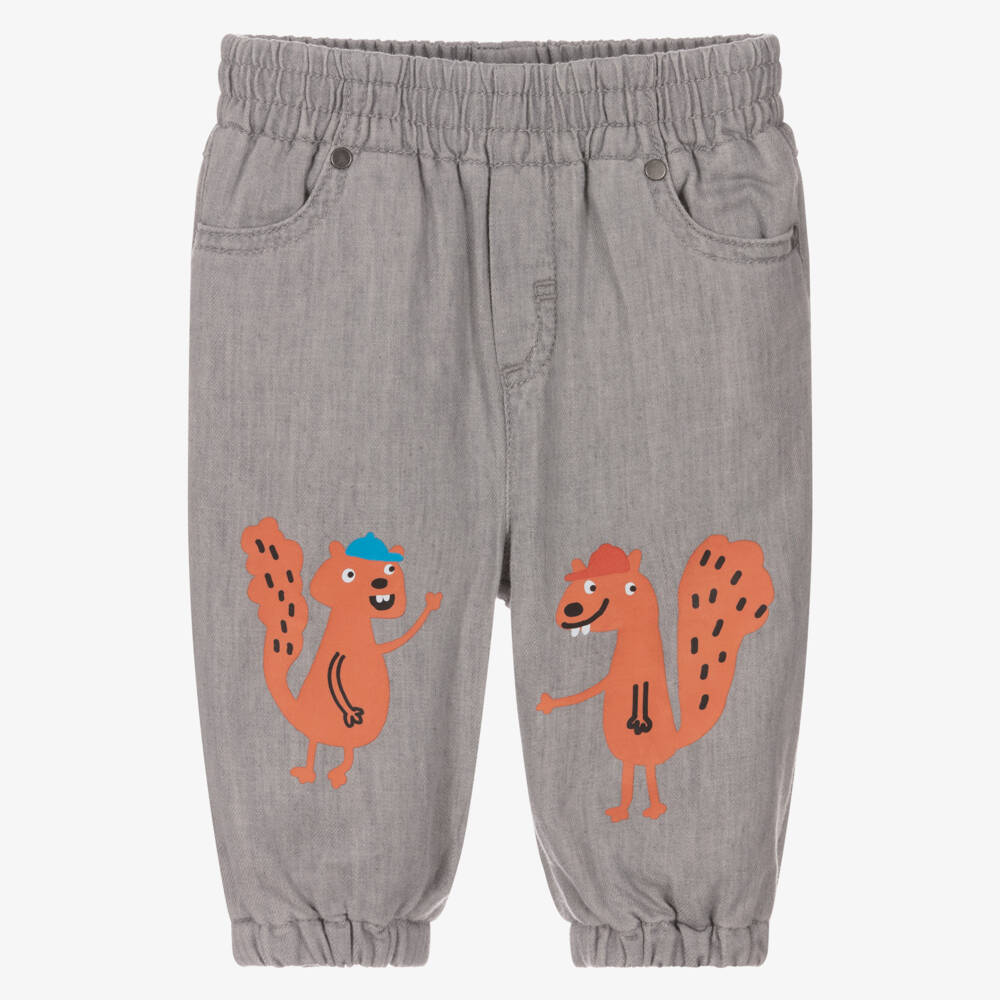 Stella McCartney Kids-Boys Grey Squirrel Cotton Trousers | Childrensalon Outlet
