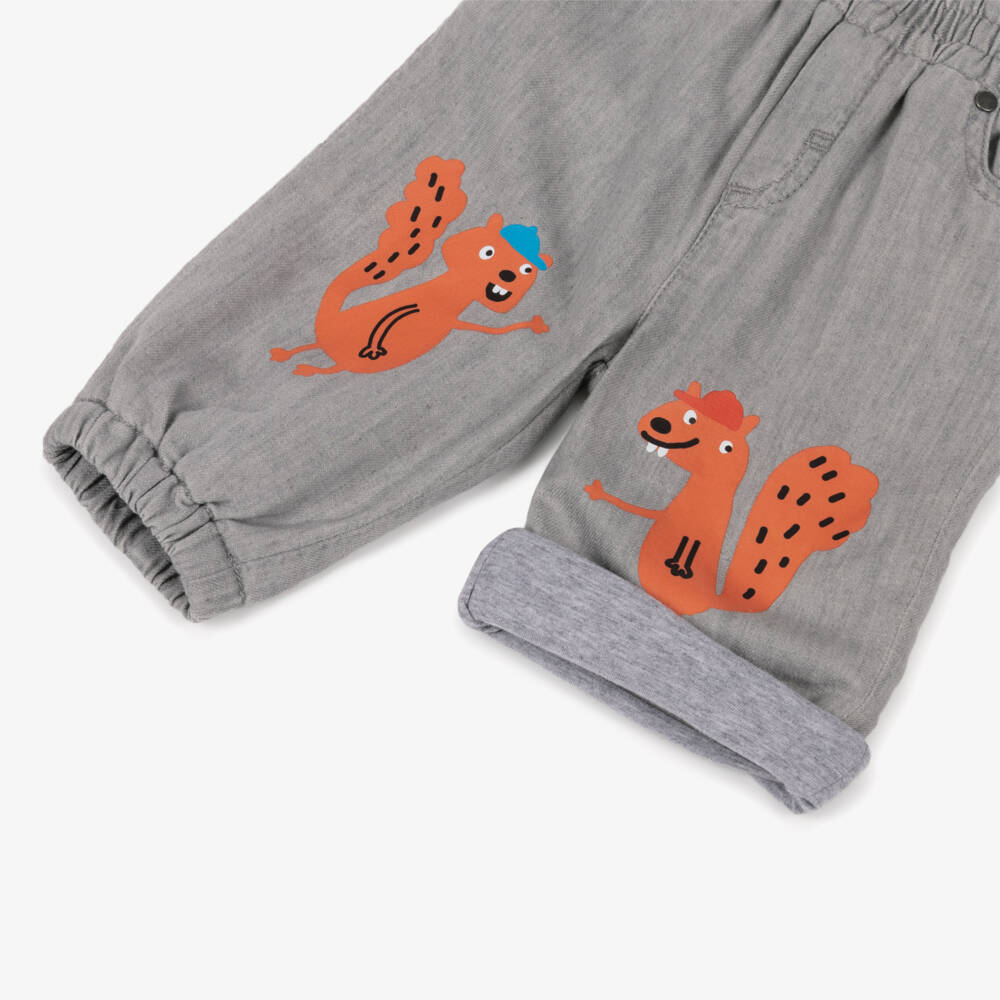 Stella McCartney Kids-Boys Grey Squirrel Cotton Trousers | Childrensalon Outlet
