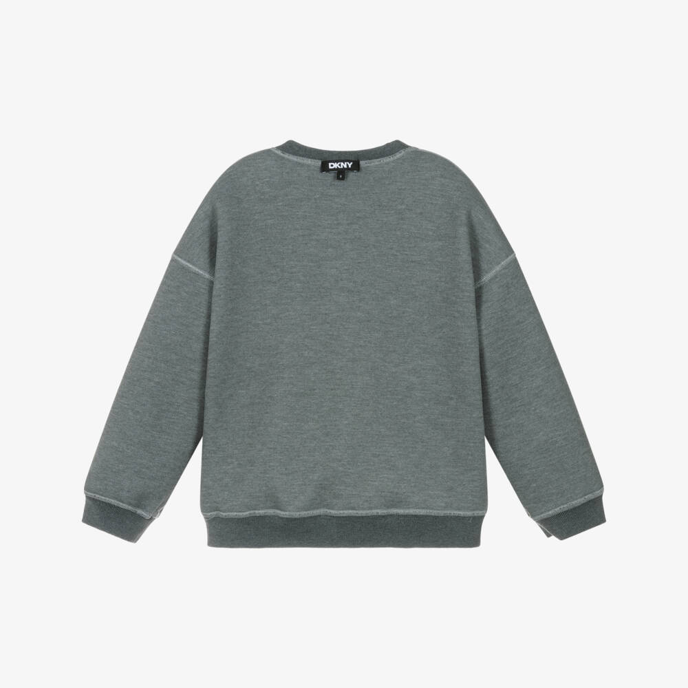 DKNY-Boys Grey Sticky Tape Logo Reversible Sweatshirt | Childrensalon Outlet