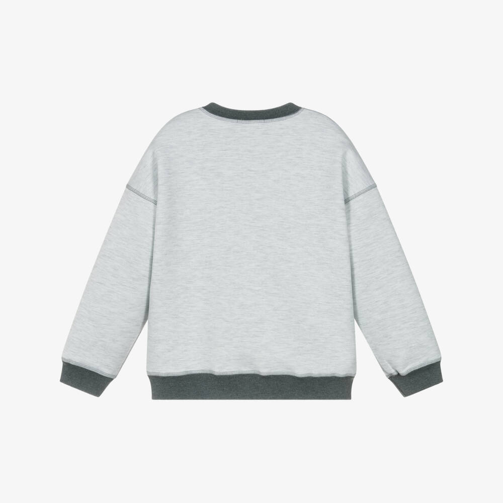 DKNY-Boys Grey Sticky Tape Logo Reversible Sweatshirt | Childrensalon Outlet