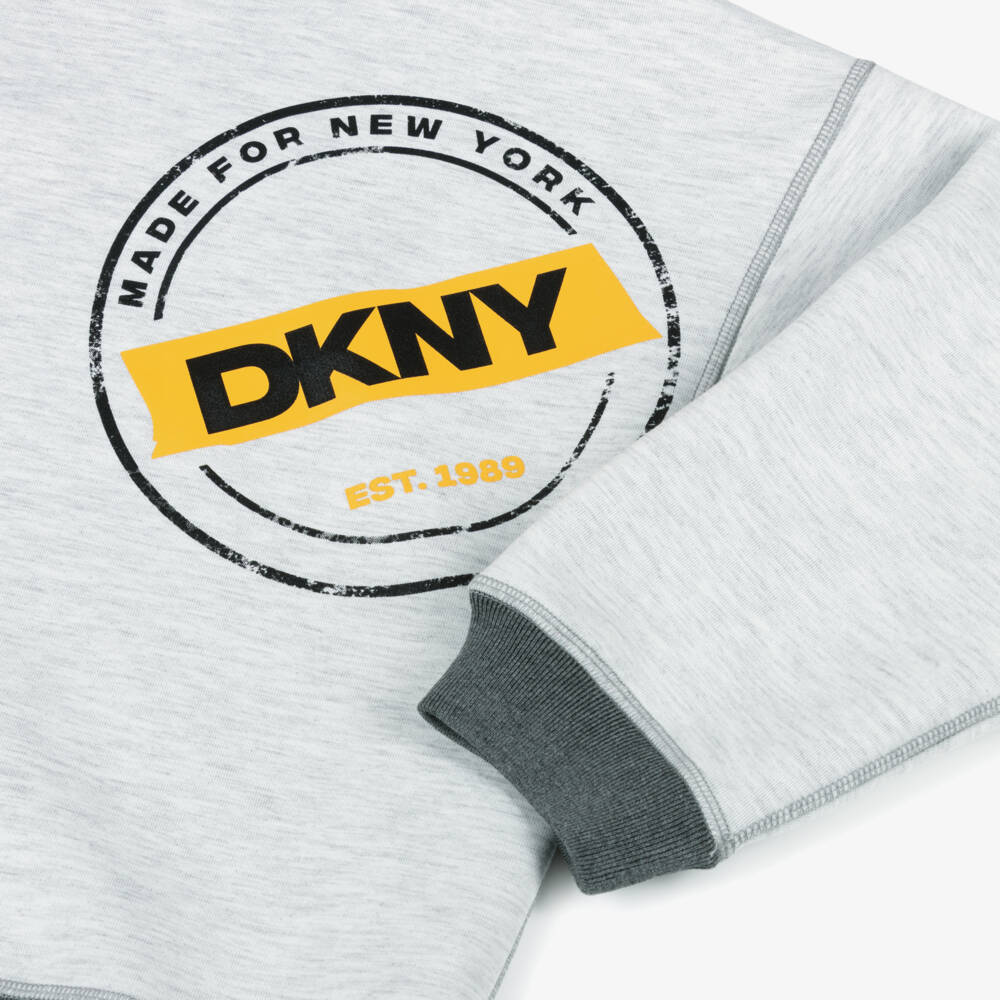 DKNY-Boys Grey Sticky Tape Logo Reversible Sweatshirt | Childrensalon Outlet