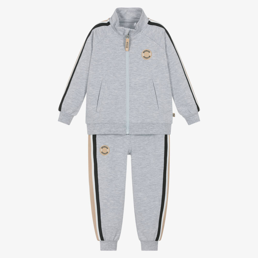 Mitch & Son-Boys Grey Striped Trim Tracksuit | Childrensalon Outlet