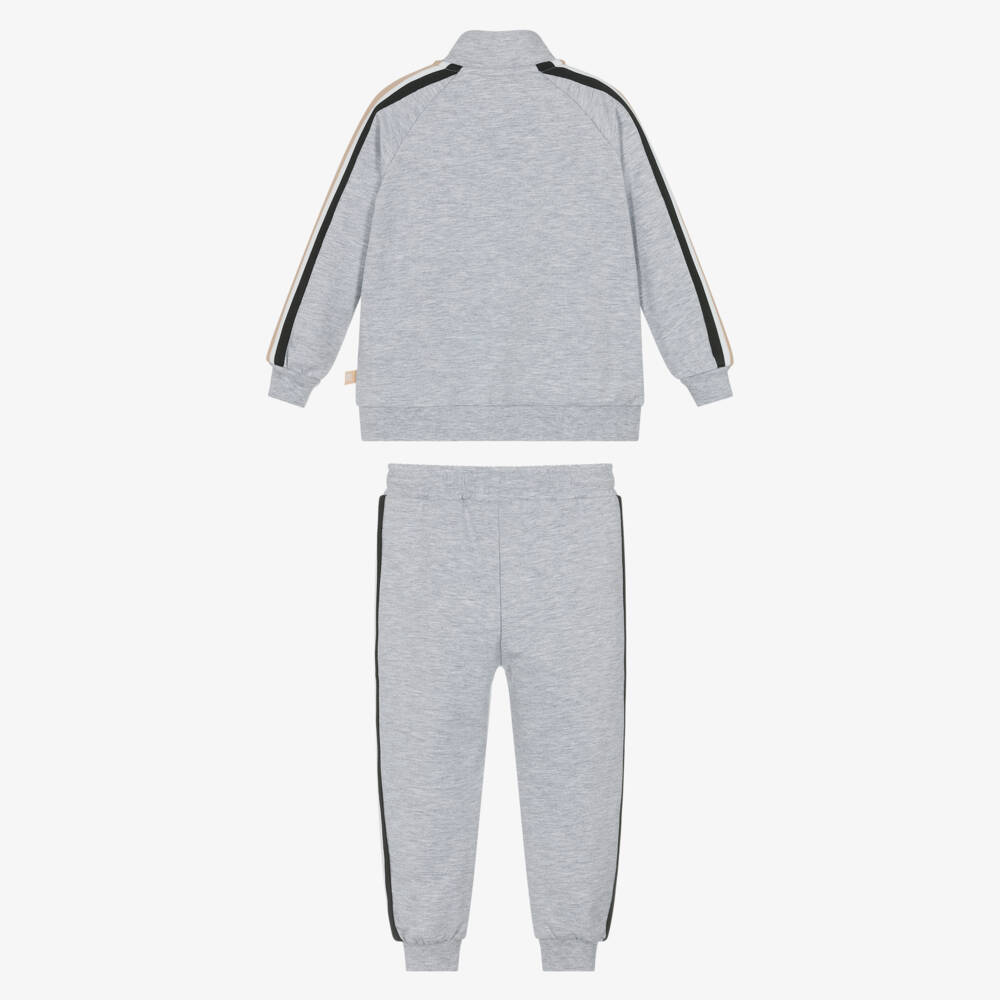 Mitch & Son-Boys Grey Striped Trim Tracksuit | Childrensalon Outlet