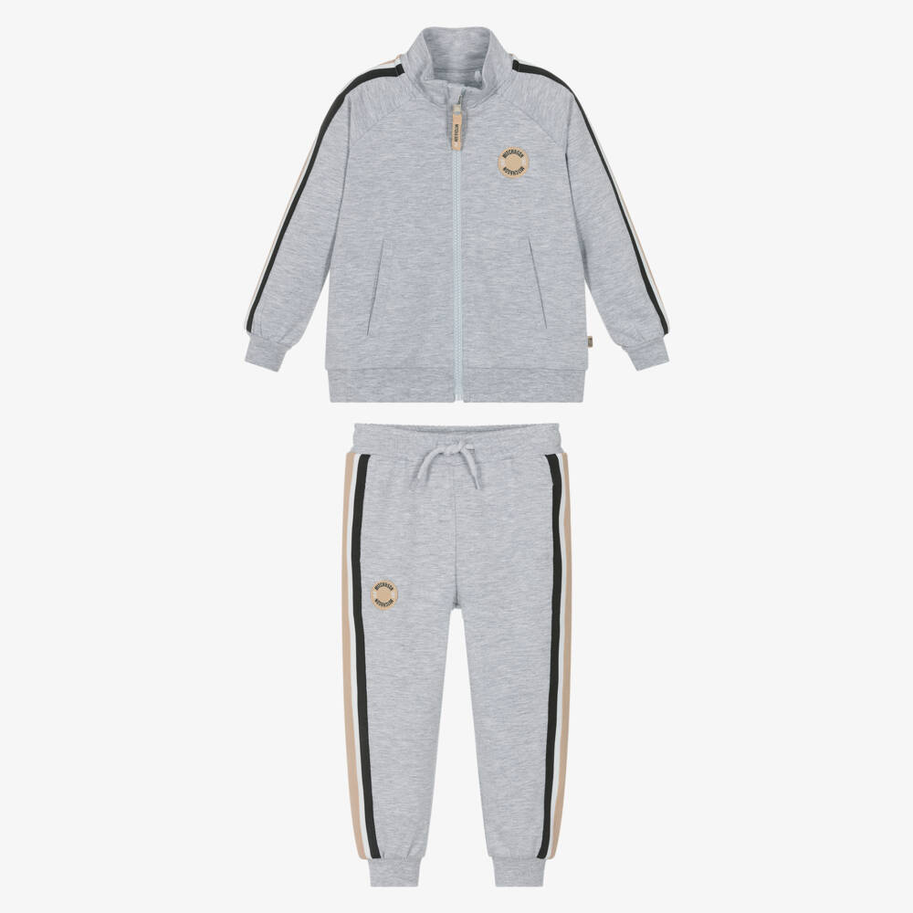 Mitch & Son-Boys Grey Striped Trim Tracksuit | Childrensalon Outlet