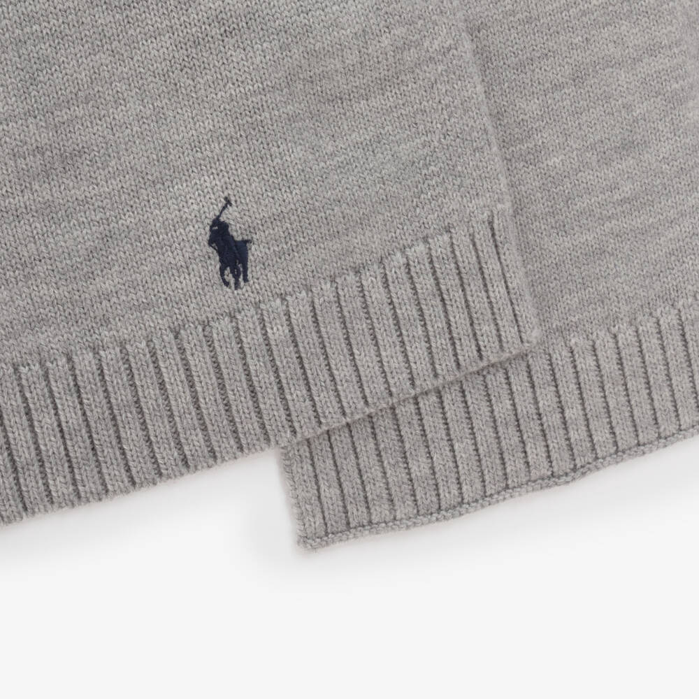 Ralph Lauren-Boys Grey Wool Knit Scarf | Childrensalon Outlet