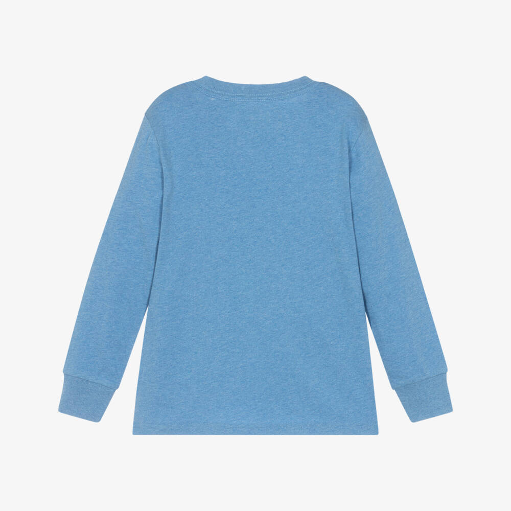 Ralph Lauren-Boys Icy Blue Long-Sleeve Cotton Top | Childrensalon Outlet