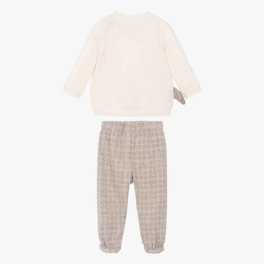 Mayoral Newborn-Boys Ivory & Beige 2 Piece Babygrow with Fox Appliqué | Childrensalon Outlet