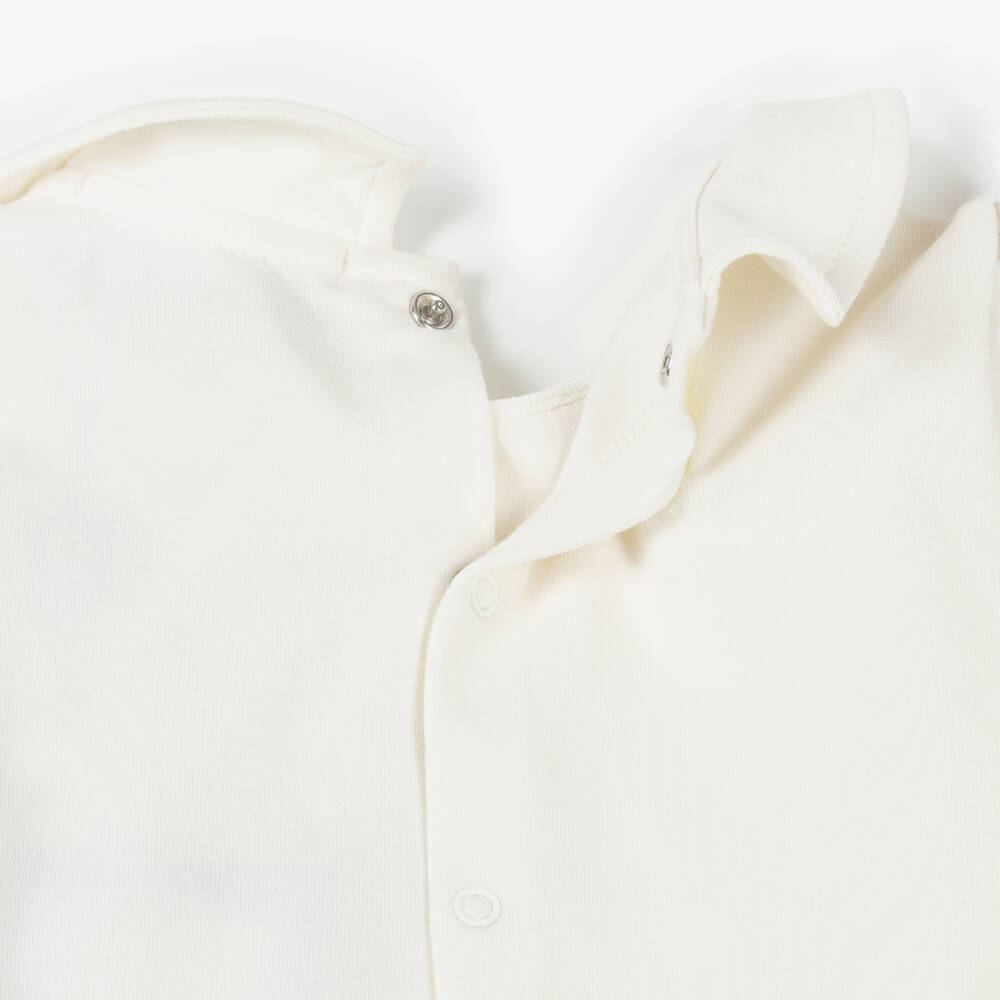 AIGNER-Boys Ivory & Beige Pima Cotton Teddy Babygrow | Childrensalon Outlet