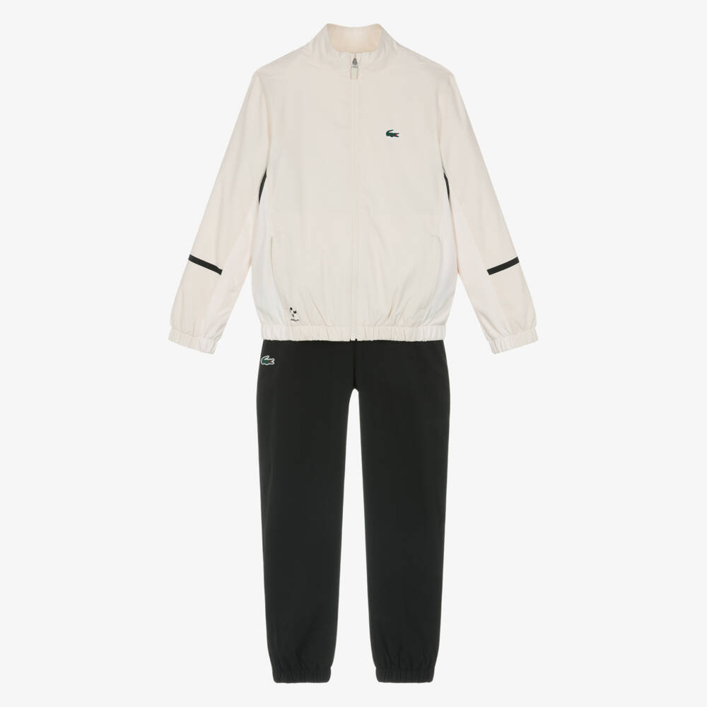 Lacoste-Boys Ivory & Black Logo Print Tracksuit | Childrensalon Outlet