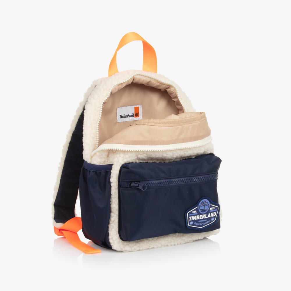 Timberland-Boys Ivory & Blue Sherpa Fleece Backpack (27cm) | Childrensalon Outlet