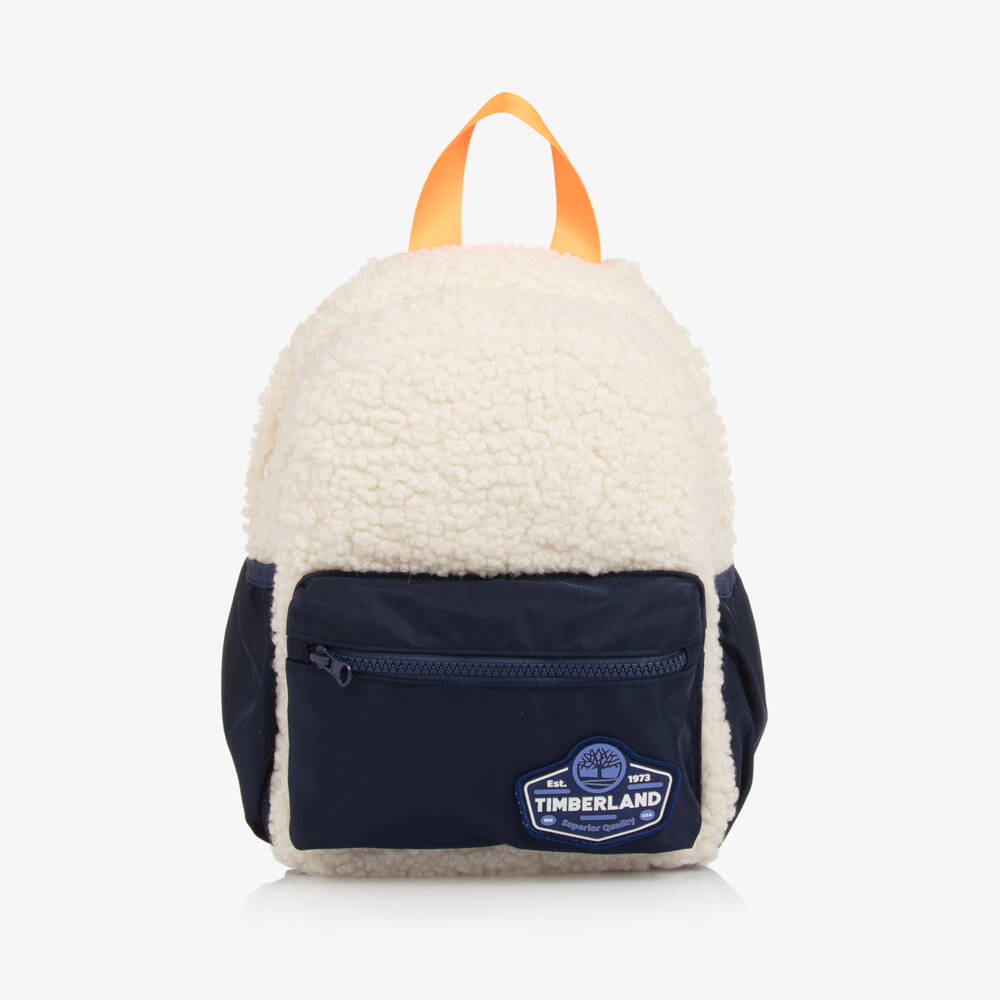 Timberland-Boys Ivory & Blue Sherpa Fleece Backpack (27cm) | Childrensalon Outlet