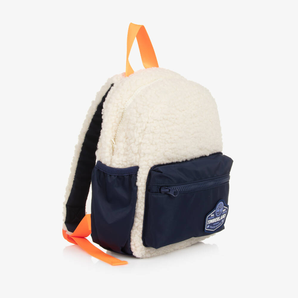Timberland-Boys Ivory & Blue Sherpa Fleece Backpack (27cm) | Childrensalon Outlet