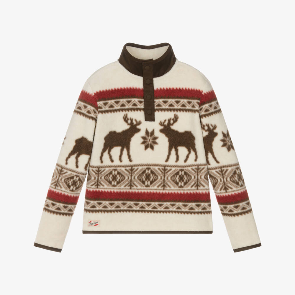 Ralph Lauren-Boys Ivory & Brown Fair Isle Fleece Sweatshirt | Childrensalon Outlet