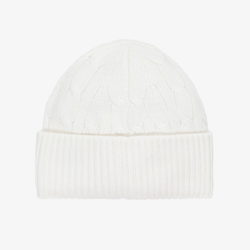 Ralph Lauren-Boys Ivory Cotton Cable Knit Hat | Childrensalon Outlet