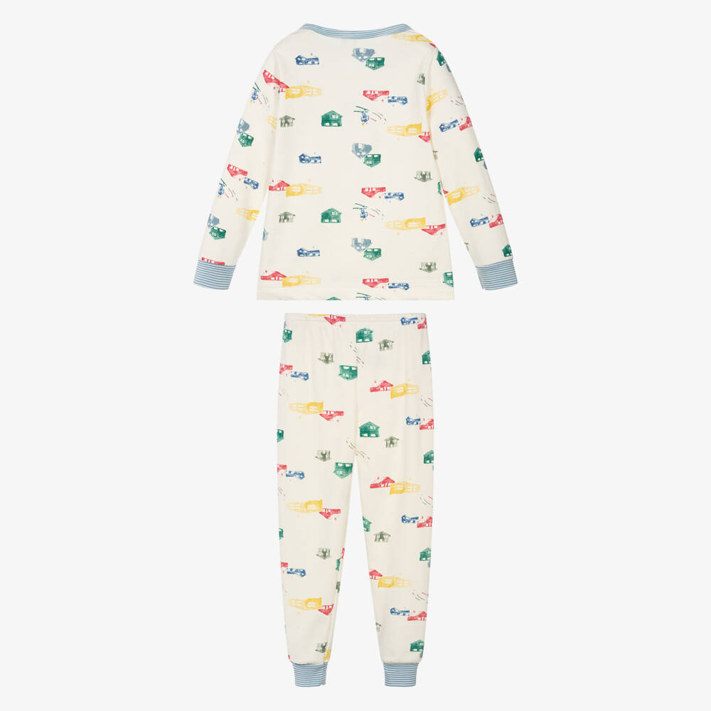 Petit Bateau-Boys Ivory Cotton Chalet Print Pyjamas | Childrensalon Outlet