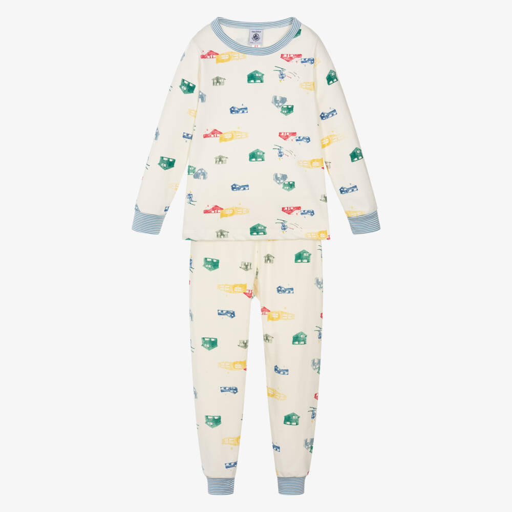 Petit Bateau-Boys Ivory Cotton Chalet Print Pyjamas | Childrensalon Outlet